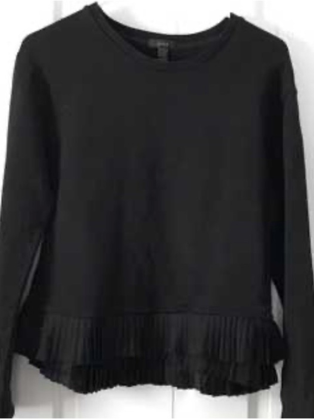 J Crew black ruffle hem top